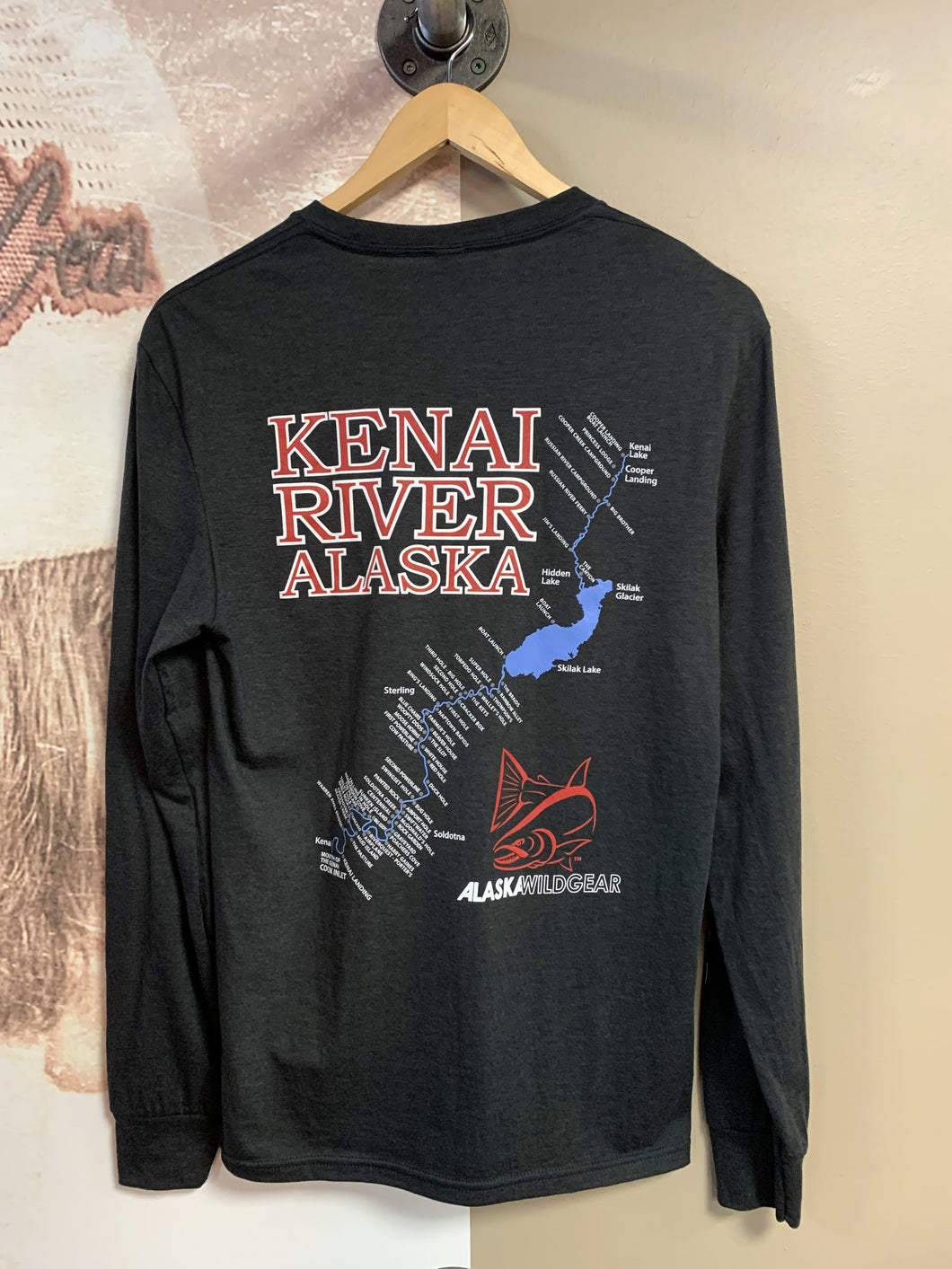 Kenai River Map Adult long sleeve tri-blend shirt - Black